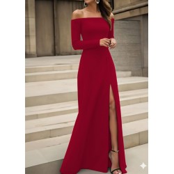 Kadın Uzun Kollu Madonna Yakalı Yırtmaç Detaylı Uzun Ithal Krep Elbise, 28650 Kadın Uzun Kollu Madonna Yakalı Yırtmaç Detaylı Uzun Ithal Krep Elbise, 28650