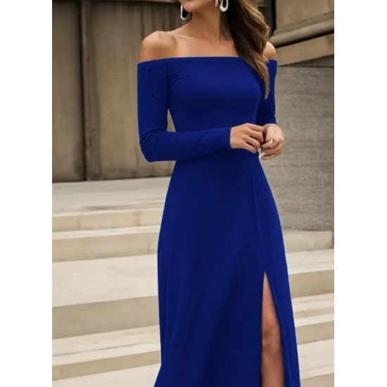 Kadın Uzun Kollu Madonna Yakalı Yırtmaç Detaylı Uzun Ithal Krep Elbise, 28649 Kadın Uzun Kollu Madonna Yakalı Yırtmaç Detaylı Uzun Ithal Krep Elbise, 28649