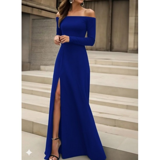 Kadın Uzun Kollu Madonna Yakalı Yırtmaç Detaylı Uzun Ithal Krep Elbise, 28649 Kadın Uzun Kollu Madonna Yakalı Yırtmaç Detaylı Uzun Ithal Krep Elbise, 28649