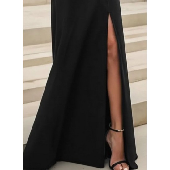 Kadın Uzun Kollu Madonna Yakalı Yırtmaç Detaylı Uzun Ithal Krep Elbise , 28648 Kadın Uzun Kollu Madonna Yakalı Yırtmaç Detaylı Uzun Ithal Krep Elbise , 28648