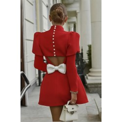 Kadın Uzun Kollu Yarı Balıkçı Yaka Arkadan Kurdela Detaylı Mini Atlas Elbise, 28630 Kadın Uzun Kollu Yarı Balıkçı Yaka Arkadan Kurdela Detaylı Mini Atlas Elbise, 28630