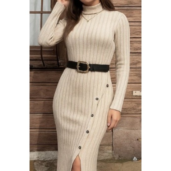 Kadın Uzun Kollu Balıkçı Yaka Yırtmaçlı Düğmeli şardonlu Kaşkorse Elbise , 28629 Kadın Uzun Kollu Balıkçı Yaka Yırtmaçlı Düğmeli şardonlu Kaşkorse Elbise , 28629