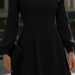 Kadın Uzun Kollu Kayık Yaka Kısa Triko Elbise , 28622 Kadın Uzun Kollu Kayık Yaka Kısa Triko Elbise , 28622