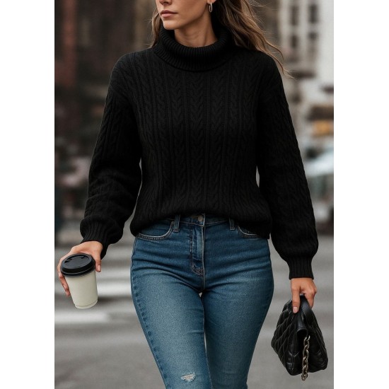 Uzun Kollu Yarı Balıkçı Yaka Triko Bluz, 28608 Uzun Kollu Yarı Balıkçı Yaka Triko Bluz, 28608