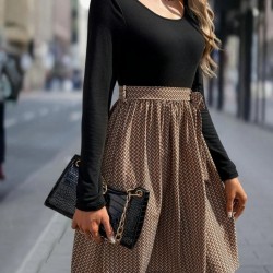 Kadın Uzun Kollu Yuvarlak Yaka üst Viskon Alt Süprem Midi Elbise , 28606 Kadın Uzun Kollu Yuvarlak Yaka üst Viskon Alt Süprem Midi Elbise , 28606