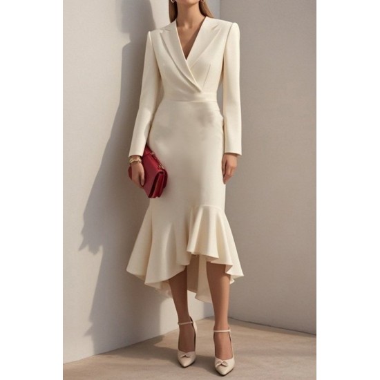 Kadın Uzun Kollu Yakalı Belden Oturtmalı Midi Ithal Krep Elbise, 28659 Kadın Uzun Kollu Yakalı Belden Oturtmalı Midi Ithal Krep Elbise, 28659