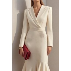 Kadın Uzun Kollu Yakalı Belden Oturtmalı Midi Ithal Krep Elbise, 28659 Kadın Uzun Kollu Yakalı Belden Oturtmalı Midi Ithal Krep Elbise, 28659