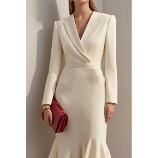 Kadın Uzun Kollu Yakalı Belden Oturtmalı Midi Ithal Krep Elbise, 28659 Kadın Uzun Kollu Yakalı Belden Oturtmalı Midi Ithal Krep Elbise, 28659
