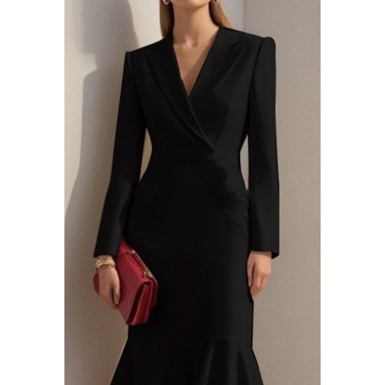 Kadın Uzun Kollu Yakalı Belden Oturtmalı Midi Ithal Krep Elbise, 28658 Kadın Uzun Kollu Yakalı Belden Oturtmalı Midi Ithal Krep Elbise, 28658