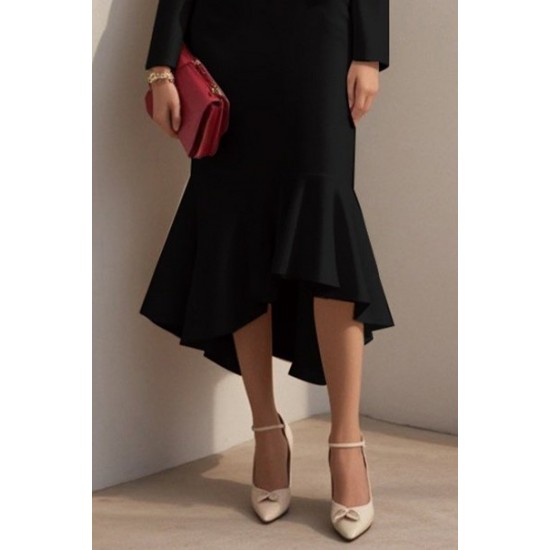 Kadın Uzun Kollu Yakalı Belden Oturtmalı Midi Ithal Krep Elbise, 28658 Kadın Uzun Kollu Yakalı Belden Oturtmalı Midi Ithal Krep Elbise, 28658