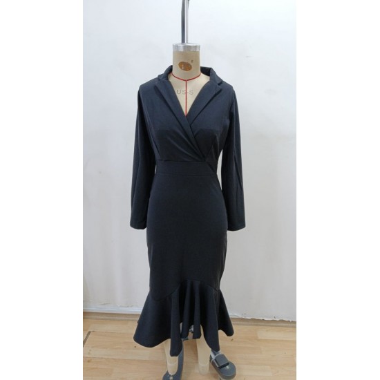 Kadın Uzun Kollu Yakalı Belden Oturtmalı Midi Ithal Krep Elbise, 28658 Kadın Uzun Kollu Yakalı Belden Oturtmalı Midi Ithal Krep Elbise, 28658