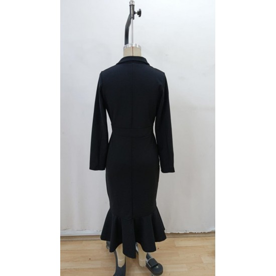 Kadın Uzun Kollu Yakalı Belden Oturtmalı Midi Ithal Krep Elbise, 28658 Kadın Uzun Kollu Yakalı Belden Oturtmalı Midi Ithal Krep Elbise, 28658