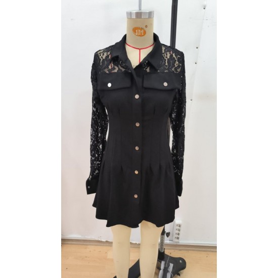 Kadın Uzun Kollu Yakalı önden Düğmeli Cep Detaylı Mini Modal Elbise , 28657 Kadın Uzun Kollu Yakalı önden Düğmeli Cep Detaylı Mini Modal Elbise , 28657