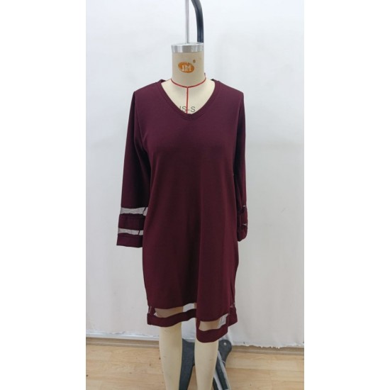 Kadın Uzun Kollu V Yakalı Tül şerit Detaylı Mini Krep Elbise, 28655 Kadın Uzun Kollu V Yakalı Tül şerit Detaylı Mini Krep Elbise, 28655