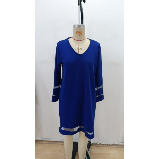 Kadın Uzun Kollu V Yakalı Tül şerit Detaylı Mini Krep Elbise, 28654 Kadın Uzun Kollu V Yakalı Tül şerit Detaylı Mini Krep Elbise, 28654