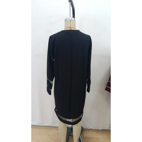 Kadın Uzun Kollu V Yakalı Tül şerit Detaylı Mini Krep Elbise, 28653 Kadın Uzun Kollu V Yakalı Tül şerit Detaylı Mini Krep Elbise, 28653