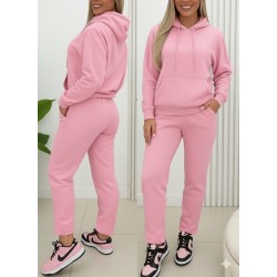 Kadın Uzun Kollu Kapşonlu Bağcıklı üç Iplik Bluz Ve Pantolon Ikili Takım , 28672 Kadın Uzun Kollu Kapşonlu Bağcıklı üç Iplik Bluz Ve Pantolon Ikili Takım , 28672