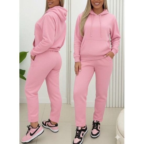 Kadın Uzun Kollu Kapşonlu Bağcıklı üç Iplik Bluz Ve Pantolon Ikili Takım , 28672