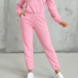 Kadın Uzun Kollu Kapşonlu Bağcıklı üç Iplik Bluz Ve Pantolon Ikili Takım , 28672