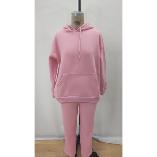 Kadın Uzun Kollu Kapşonlu Bağcıklı üç Iplik Bluz Ve Pantolon Ikili Takım , 28672