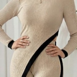 Kadın Uzun Kollu Bisiklet Yaka Asimetrik Kesim Bluz şardonlu Kaşkorse Bluz Ve Pantolon Ikili Takım , 28670