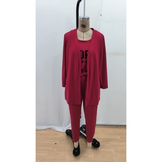 Kadın Askılı Yuvarlak Yaka Yazılı Viskon Iki Iplik Bluz Ceket Ve Pantolon 3lü Takım, 28666 Kadın Askılı Yuvarlak Yaka Yazılı Viskon Iki Iplik Bluz Ceket Ve Pantolon 3lü Takım, 28666