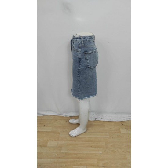 Kadın Elastik Bel Yırtık Kenar Detaylı Kot Etek, 28674 Kadın Elastik Bel Yırtık Kenar Detaylı Kot Etek, 28674