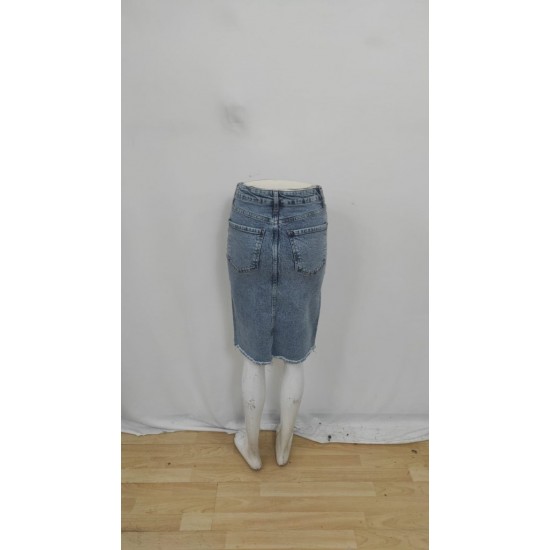 Kadın Elastik Bel Yırtık Kenar Detaylı Kot Etek, 28674 Kadın Elastik Bel Yırtık Kenar Detaylı Kot Etek, 28674