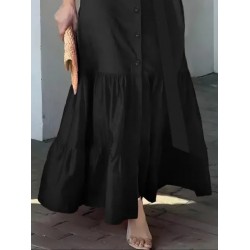 Kadın Uzun Kollu Eteği Fırfırlı Beli Kuşaklı Trikoton Tam Boy Gömlek Elbise , 28673 Kadın Uzun Kollu Eteği Fırfırlı Beli Kuşaklı Trikoton Tam Boy Gömlek Elbise , 28673