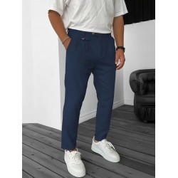 Erkek Belden Düğmeli Cepli Dokuma Pantolon , 28680