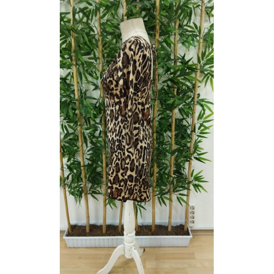 Kadın Uzun Kollu Sırtı Açık Bağlamalı Leopar Desenli Kısa Dalgıç Elbise, 28664 Kadın Uzun Kollu Sırtı Açık Bağlamalı Leopar Desenli Kısa Dalgıç Elbise, 28664