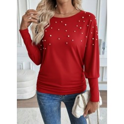 Kadın Uzun Kollu Yuvarlak Yaka Incili Viskon Bluz , 28685 Kadın Uzun Kollu Yuvarlak Yaka Incili Viskon Bluz , 28685