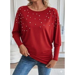 Kadın Uzun Kollu Yuvarlak Yaka Incili Viskon Bluz , 28685 Kadın Uzun Kollu Yuvarlak Yaka Incili Viskon Bluz , 28685