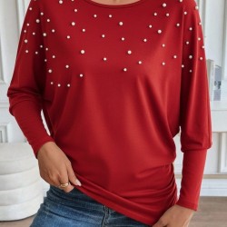 Kadın Uzun Kollu Yuvarlak Yaka Incili Viskon Bluz , 28685 Kadın Uzun Kollu Yuvarlak Yaka Incili Viskon Bluz , 28685