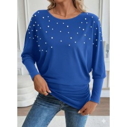 Kadın Uzun Kollu Yuvarlak Yaka Incili Viskon Bluz , 28684 Kadın Uzun Kollu Yuvarlak Yaka Incili Viskon Bluz , 28684