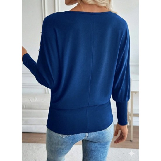 Kadın Uzun Kollu Yuvarlak Yaka Incili Viskon Bluz , 28684 Kadın Uzun Kollu Yuvarlak Yaka Incili Viskon Bluz , 28684