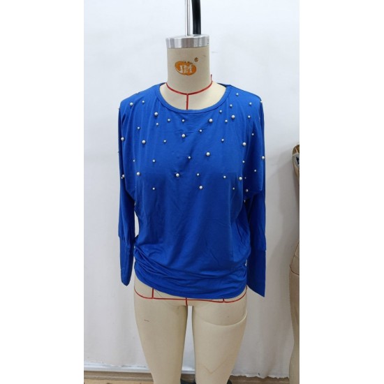 Kadın Uzun Kollu Yuvarlak Yaka Incili Viskon Bluz , 28684 Kadın Uzun Kollu Yuvarlak Yaka Incili Viskon Bluz , 28684