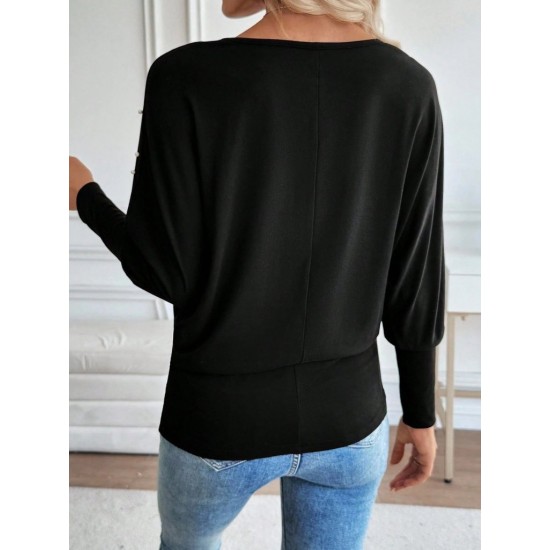 Kadın Uzun Kollu Yuvarlak Yaka Incili Viskon Bluz , 28683 Kadın Uzun Kollu Yuvarlak Yaka Incili Viskon Bluz , 28683