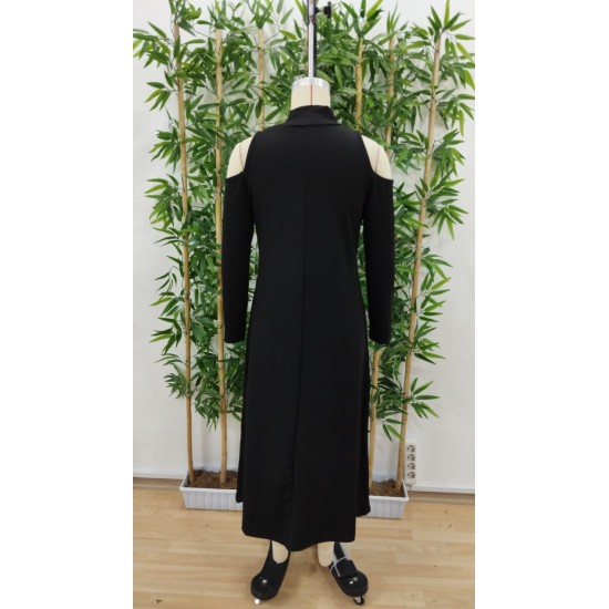 Kadın Balıkçı Yaka Omuzlardan Açık Uzun Kollu Janjan Krep Elbise , 28193 Kadın Balıkçı Yaka Omuzlardan Açık Uzun Kollu Janjan Krep Elbise , 28193