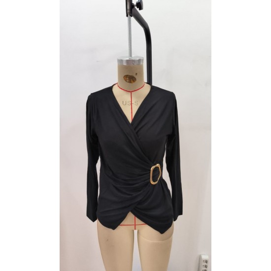 Kadın Uzun Kollu Kruvaze Yakalı Toka Detaylı Viskon Bluz , 28694 Kadın Uzun Kollu Kruvaze Yakalı Toka Detaylı Viskon Bluz , 28694