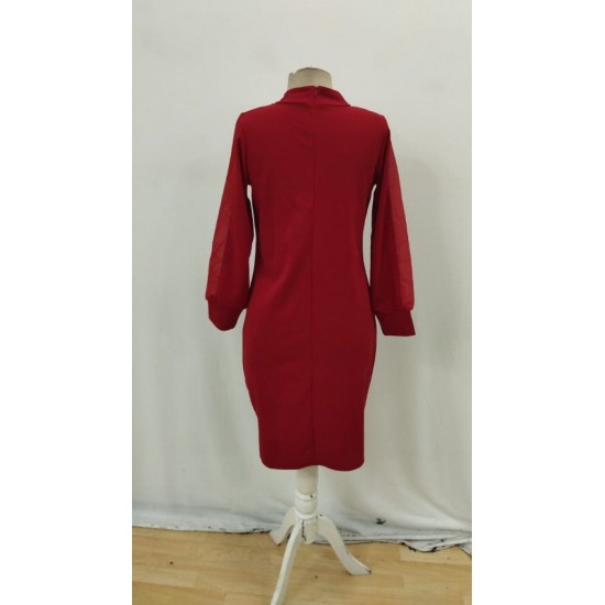 Kadın Uzun Kollu Yarı Balıkçı Yaka Tül Ve Inci Detaylı Kısa Ithal Krep Midi Elbise , 28704 Kadın Uzun Kollu Yarı Balıkçı Yaka Tül Ve Inci Detaylı Kısa Ithal Krep Midi Elbise , 28704