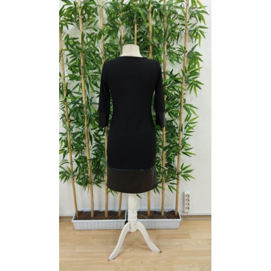 Kadın Uzun Kollu Bisiklet Yaka Deri Detaylı Ithal Krep Elbise , 28702 Kadın Uzun Kollu Bisiklet Yaka Deri Detaylı Ithal Krep Elbise , 28702