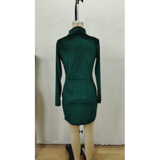 Kadın Uzun Kollu Balıkçı Yaka Yakadan Göğüse Kadar Fermuar Detaylı Mini Kadife Elbise, 28716 Kadın Uzun Kollu Balıkçı Yaka Yakadan Göğüse Kadar Fermuar Detaylı Mini Kadife Elbise, 28716