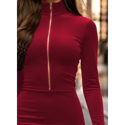 Kadın Uzun Kollu Balıkçı Yaka Yakadan Göğüse Kadar Fermuar Detaylı Mini Kadife Elbise, 28714 Kadın Uzun Kollu Balıkçı Yaka Yakadan Göğüse Kadar Fermuar Detaylı Mini Kadife Elbise, 28714