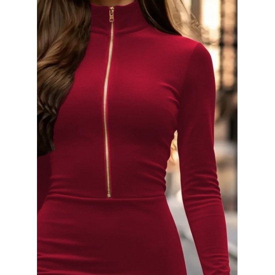 Kadın Uzun Kollu Balıkçı Yaka Yakadan Göğüse Kadar Fermuar Detaylı Mini Kadife Elbise, 28714 Kadın Uzun Kollu Balıkçı Yaka Yakadan Göğüse Kadar Fermuar Detaylı Mini Kadife Elbise, 28714