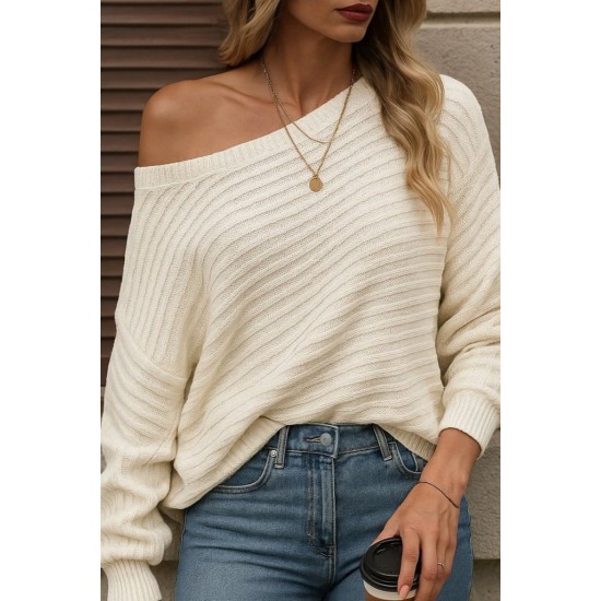 Kadın Uzun Kollu Tek Omuzu Açık Triko Bluz, 28726 Kadın Uzun Kollu Tek Omuzu Açık Triko Bluz, 28726