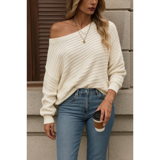 Kadın Uzun Kollu Tek Omuzu Açık Triko Bluz, 28726 Kadın Uzun Kollu Tek Omuzu Açık Triko Bluz, 28726