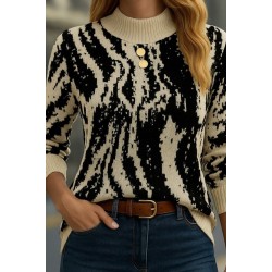 Kadın Uzun Kollu Balıkçı Yaka çok Renkli Triko Bluz , 28719 Kadın Uzun Kollu Balıkçı Yaka çok Renkli Triko Bluz , 28719