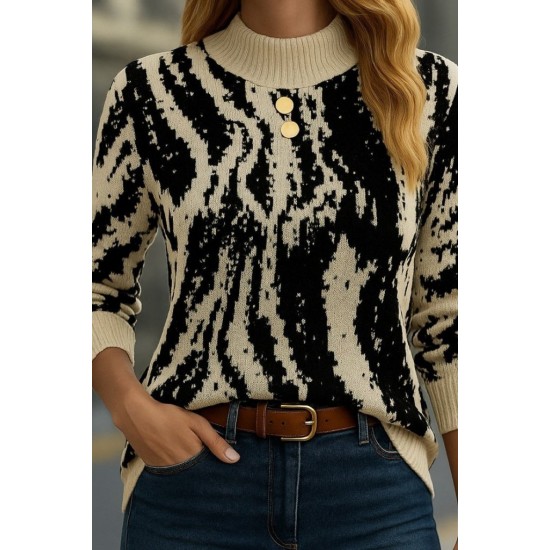 Kadın Uzun Kollu Balıkçı Yaka çok Renkli Triko Bluz , 28719 Kadın Uzun Kollu Balıkçı Yaka çok Renkli Triko Bluz , 28719