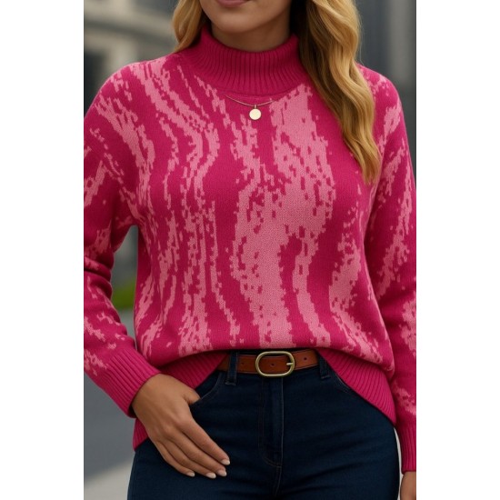 Kadın Uzun Kollu Balıkçı Yaka çok Renkli Triko Bluz , 28718 Kadın Uzun Kollu Balıkçı Yaka çok Renkli Triko Bluz , 28718